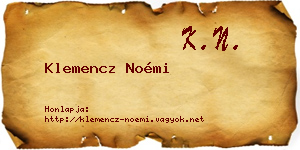 Klemencz Noémi névjegykártya