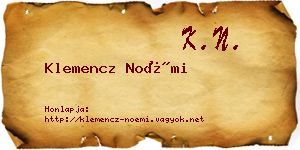 Klemencz Noémi névjegykártya